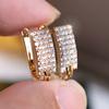 Fashion Gold Color Square Clip Drop Dangle Earrings Womens Wedding Party Jewelry Gift