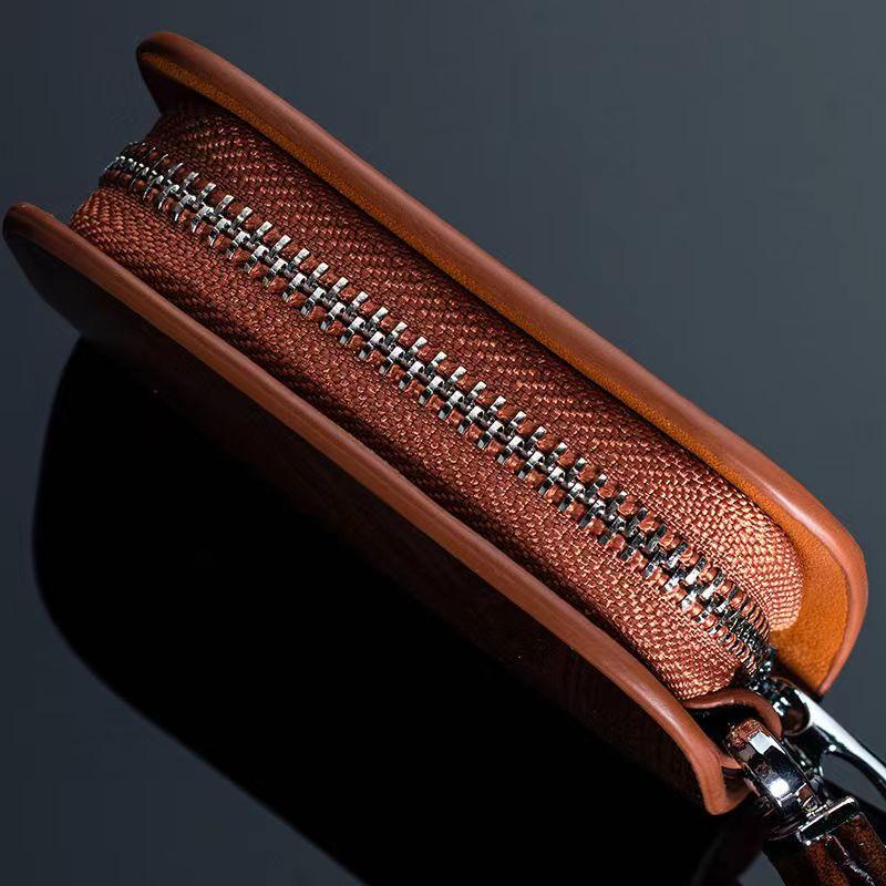 CSF1 Leather Car Key Case Wood Grain Car Key Cover Key Wallet for Mercedes Benz New B/C/E Class A Class C200L GLC GLK New CLA GLA