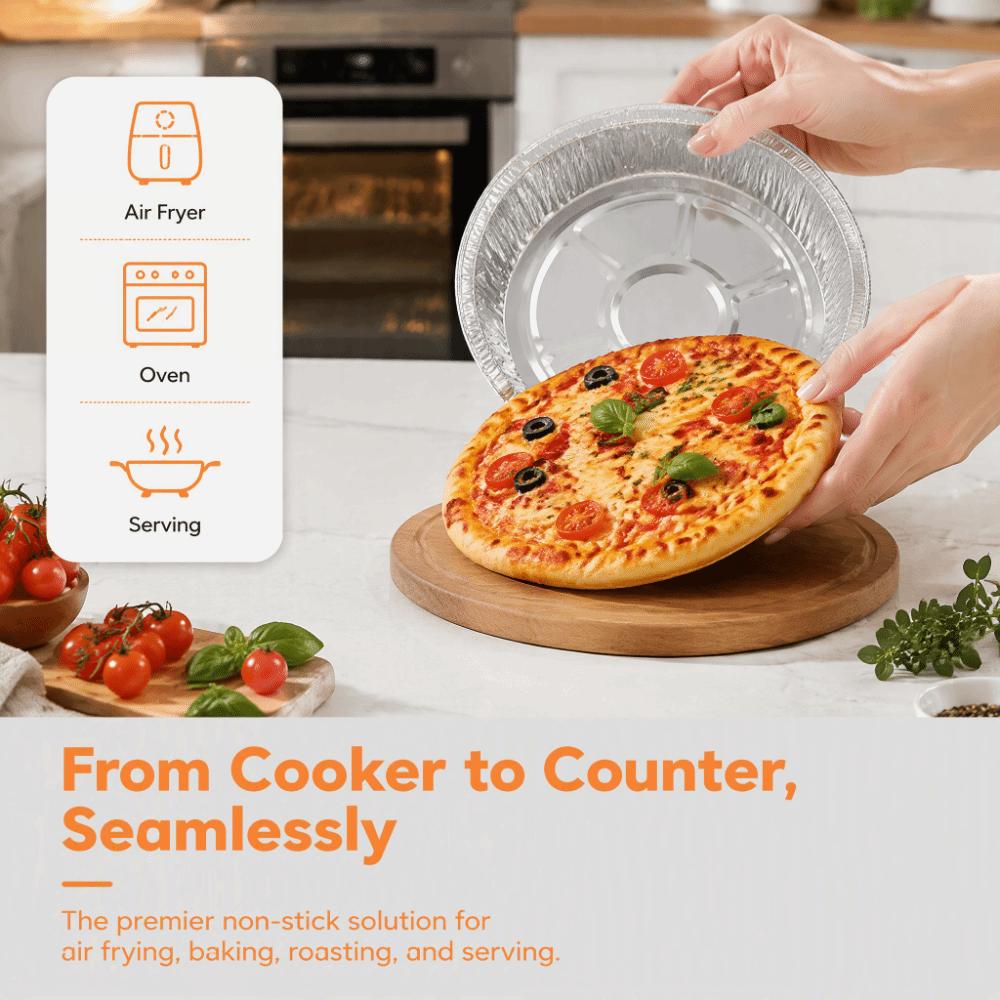 20PCS 6 Inch 7 Inch 8 Inch 9 Inch Baking Tray Aluminum Foil Air Fryer Cooking Container Pizza Bread