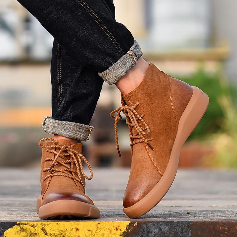 2025 New Autumn Winter Shoes for Men Outdoor Non-slip Wear-resistant Short Boots Fashion Plush Men's Cotton Shoes Botas Hombre