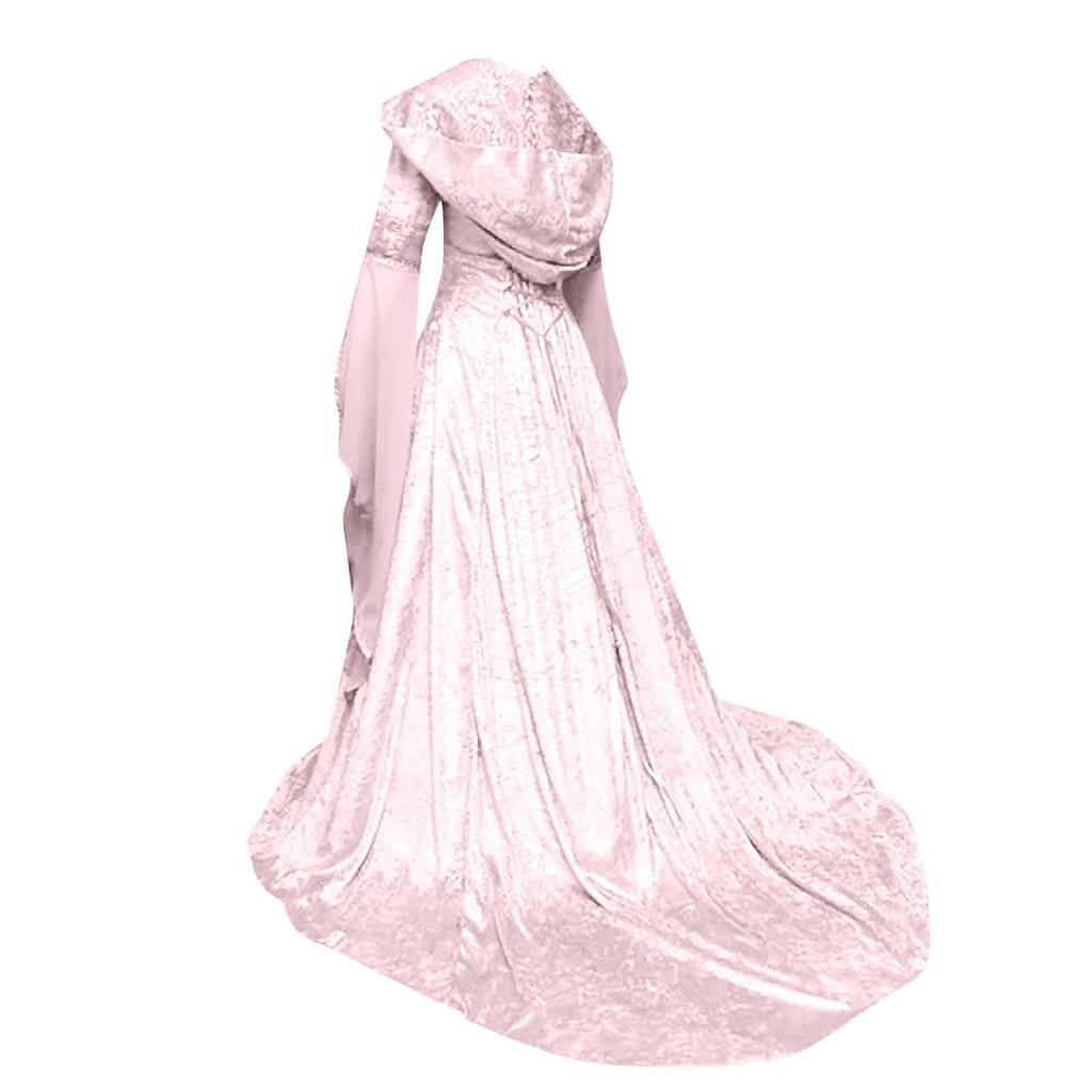 Женская мода с длинным рукавом с капюшоном готическое платье длиной до пола, платье для косплея