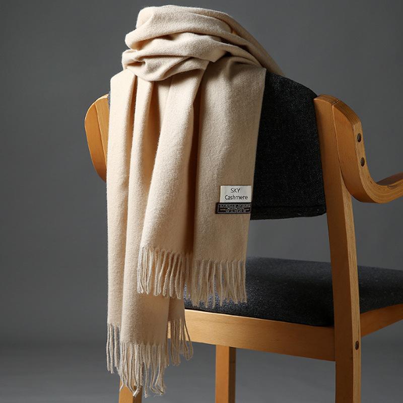 2025 New Autumn/Winter Women'S 18 Solid Color Imitation Cashmere Scarf, Single Color Thickened Warm Shawl