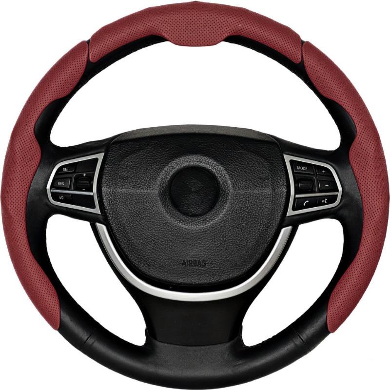 Nappa Texture Perforated Non Slip Sweat Absorbent Universal Car Steering Wheel Cover For Tesla
