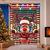 Christmas Party Background Decor Window Cover Banner with Santa Claus and Elk Patterns, Xmas Winter Holiday Home Peeking Ornament, Wall Hanging