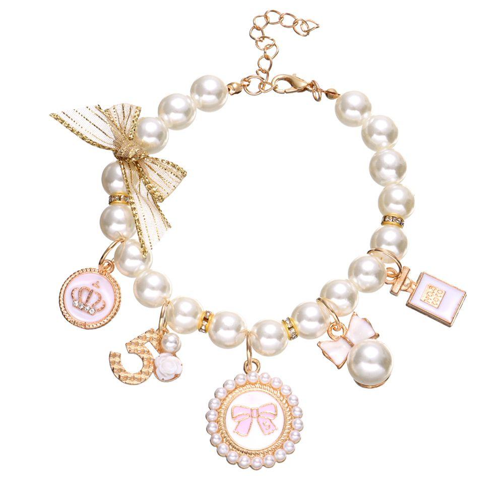 Products Puppy Accessories Cute Collar Bow Necklace Adjustable Dog Cat Princess Pet Pearl Collar