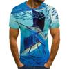 Летняя модная футболка с 3d принтом и круглым вырезом, повседневная мужская футболка с рыбным узором, новый тренд, крутая мужская одежда в стиле хип-хоп с коротким рукавом