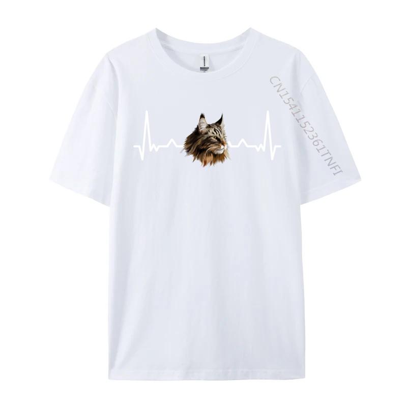 Maine Coon Heartbeat Funny Maine Coon Cat Lover Tshirts New Year Day All Cotton Crew Neck Tops Tees Awesome