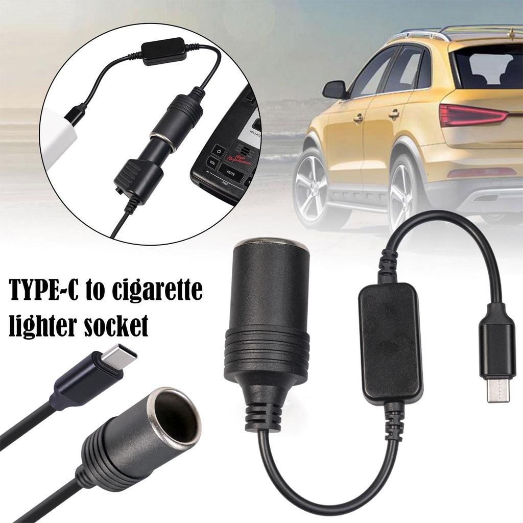 USB C Type C To 12V Car Cigarette Lighter Socket Female Converter Adapter Cord For Car Cigarette Lighters Car Vacuum Cleaner