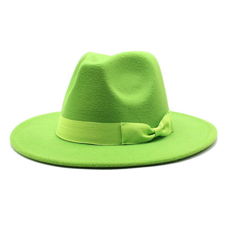 Ветер большой карниз шляпа мода бант плоский край цилиндр шляпа мужчины и женщины шерстяная джаз шляпа Lmn193