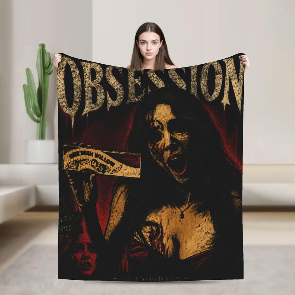 Obsession Horror Movie Wool Blanket Funny Throw Blanket for Sofa Bedding Lounge cm Plush Thin Quilt