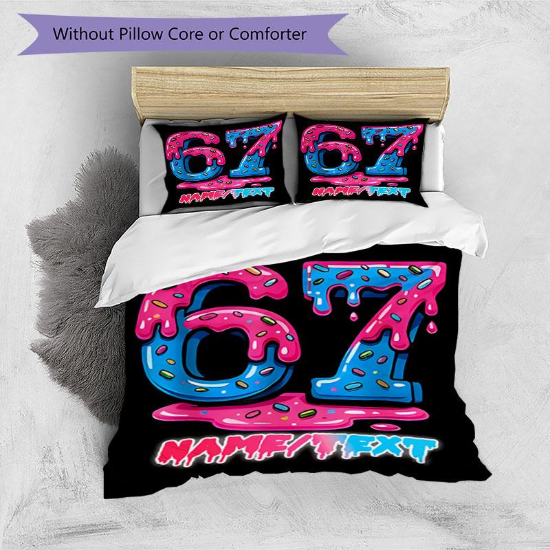 3PC Custom Name Drippy Number Art Bedding Set Printed Bedding Set Duvet Cover Closure Includes 1 Duvet Cover & 143 Pillowcases for Bedroom