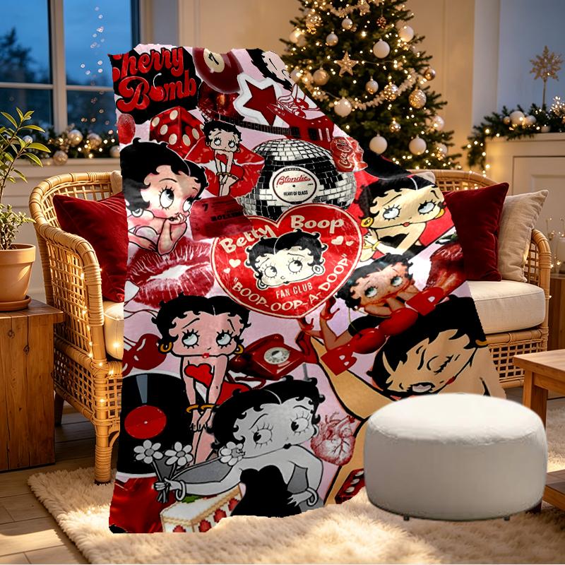 Betty Boop Print Blanket - Soft & Comfortable, for Bedroom, Travel, Sofa, Home Decoration - Birthday Christmas Gift for Friend