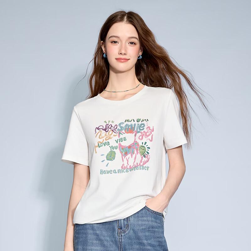 Женская футболка Betu 2026 Весна/Лето Свободного кроя с графическим принтом, короткий рукав