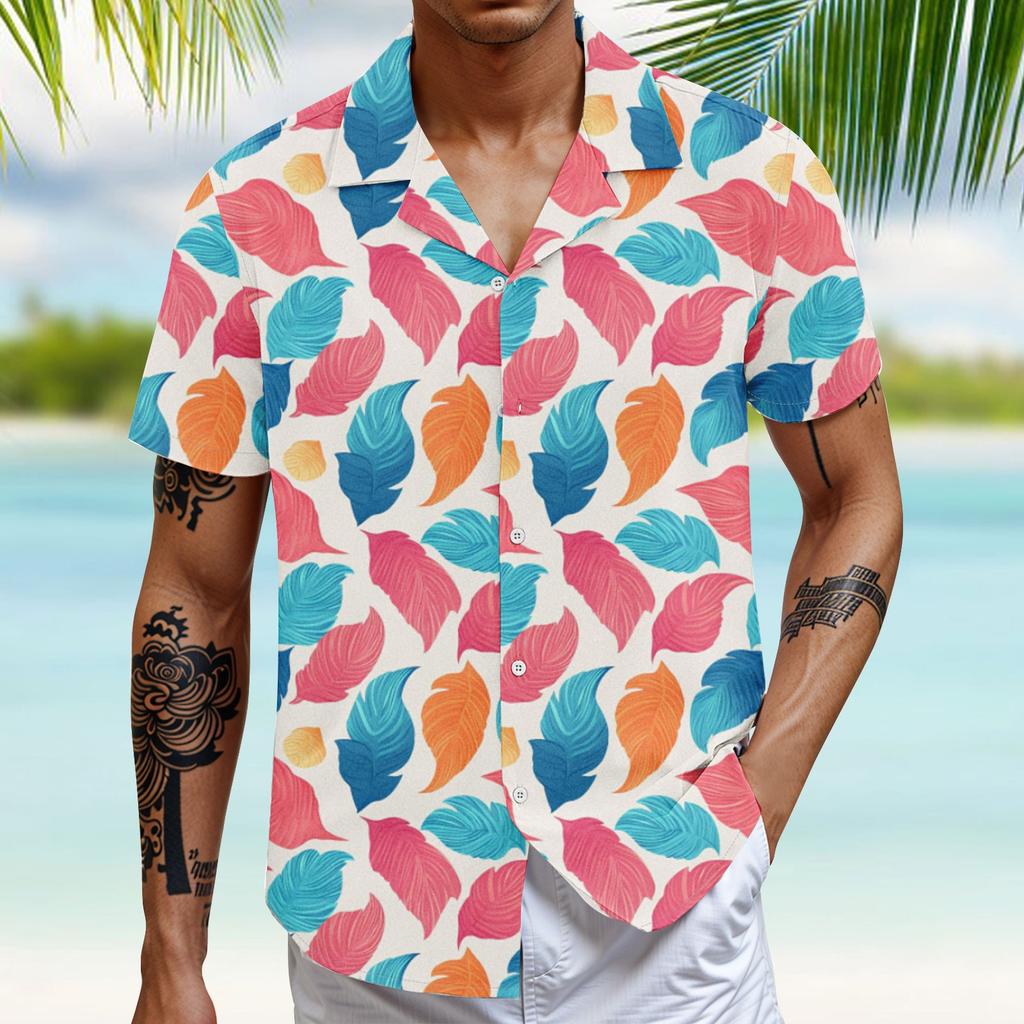 Мужская повседневная свободная рубашка с короткими рукавами, модная рубашка с принтом, топ