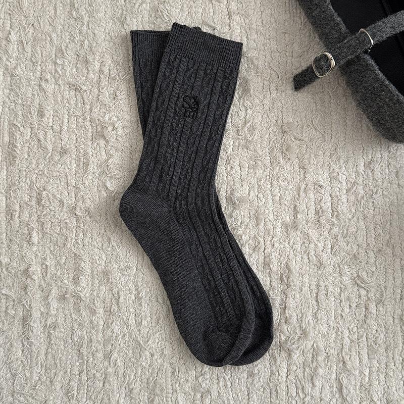 Ladies Autumn Winter Thick Fashion New Grey Medium Tube Socks