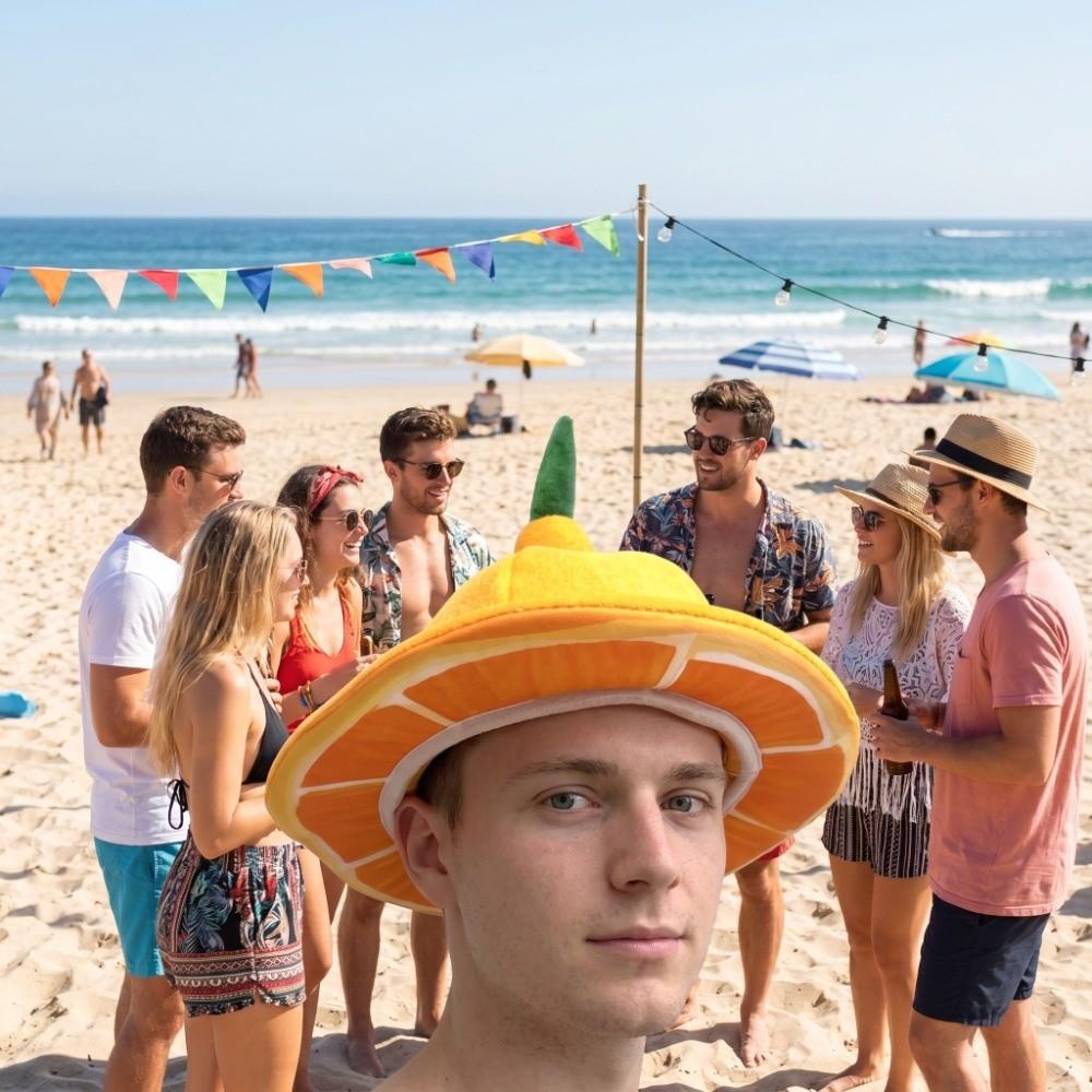 Cute Funny Fruit Cap Creative Orange Headgear Gift Bucket Hat  Role Playing