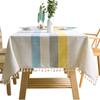 Nordic Tassel Decorative Tablecloth Cotton And Linen Fabric Dust-Proof Dining Table Cloth Household Kitchen Western Table Spot Lattice