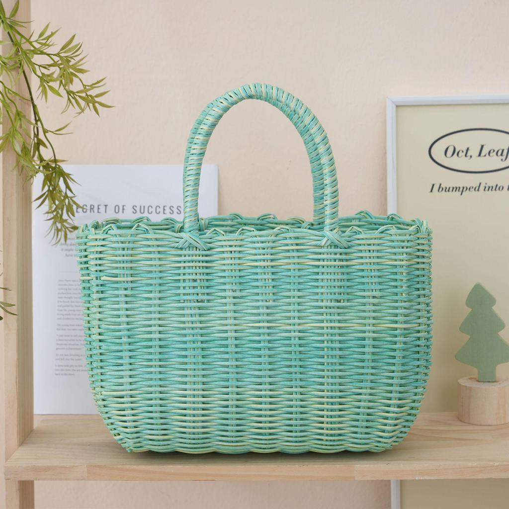 Colorful Imitation Rattan Woven Ladies' Picnic Handbag
