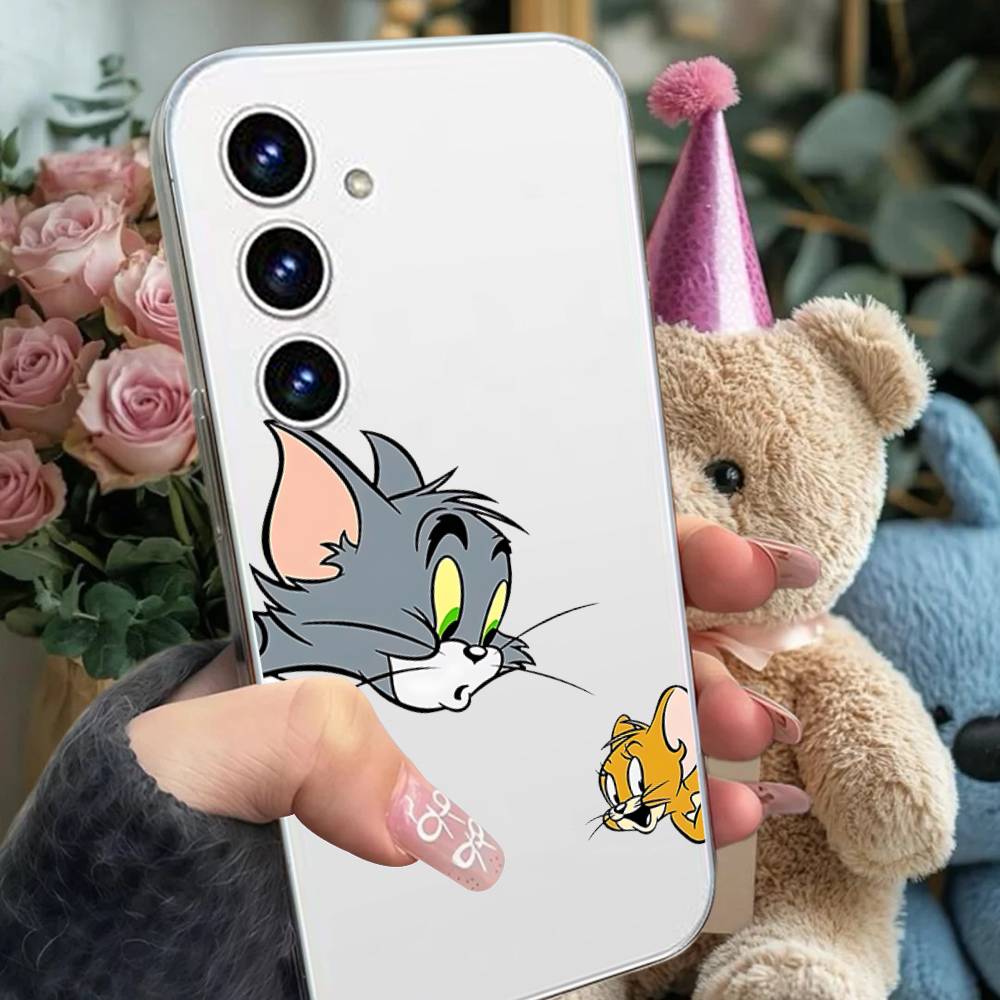 Милый Чехол Для Телефона Джерри И Том Для Samsung Galaxy Прозрачная Крышка A52 A12 A51 S21 Edge S22ULTRA S23 S24 S20LITE Plus Ultra