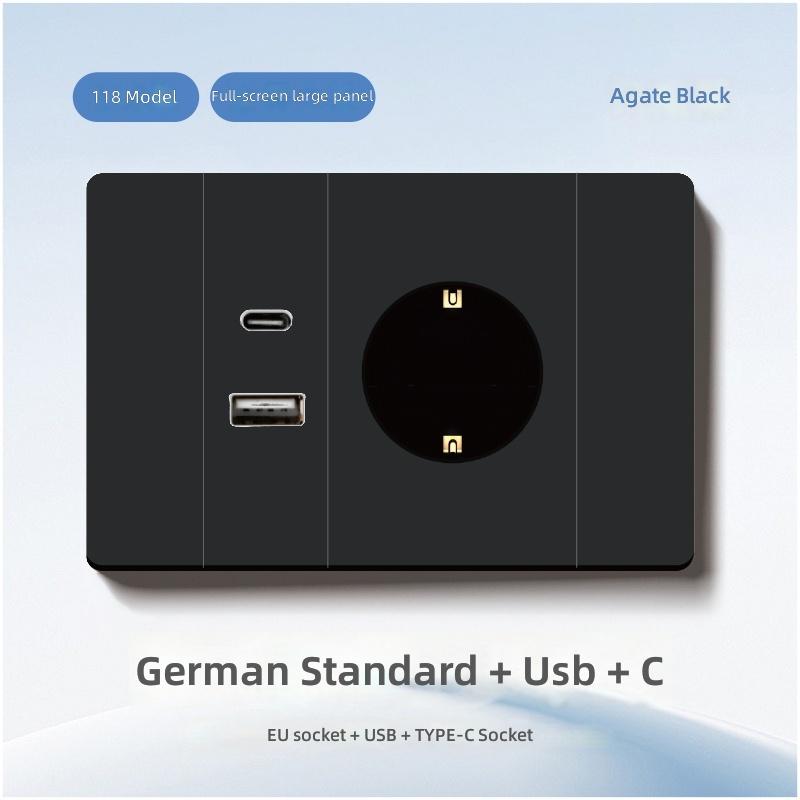 Панель типа 118 с USB + Type C, европейский стандарт, немецкая розетка, DIY, переключатель-розетка в немецком стиле