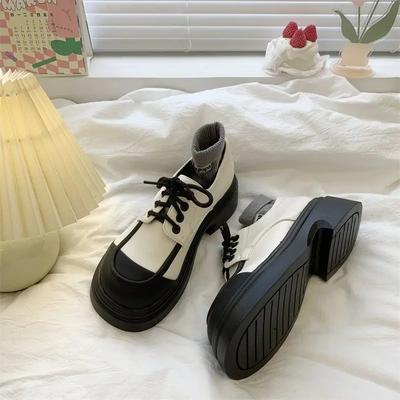 Модные женские туфли-лодочки на толстом каблуке для женщин из искусственной кожи, толстые повседневные туфли в стиле Лолиты, британский стиль, дизайнерские женские туфли-лоферы