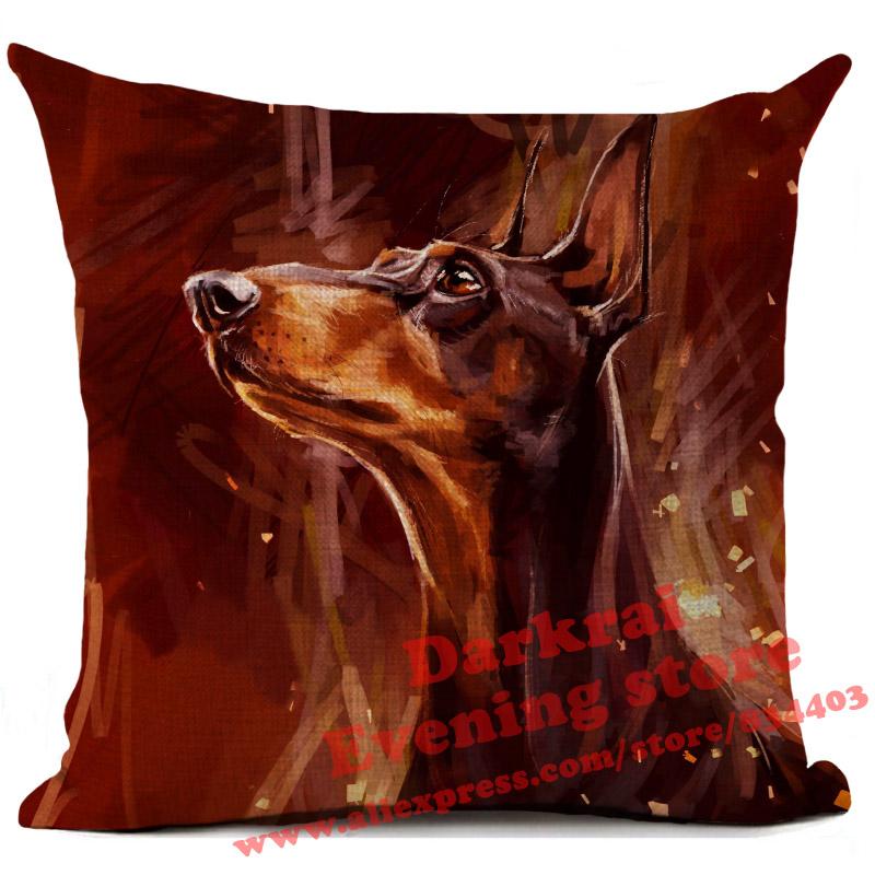Doberman Greyhound Dachshund Corgi Dog Siberian Husky Linen Cushion Cover Living Room Sofa Throw Pillows Decorative Pillowcase