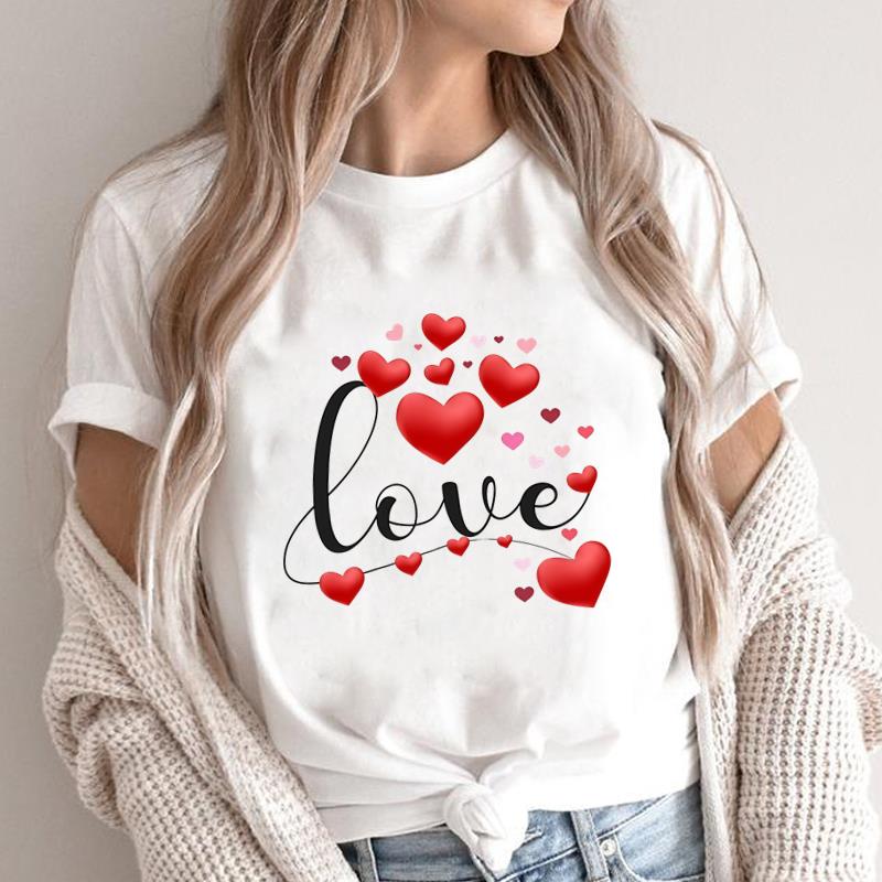 (Asian Size) letter lovely style Fashion Female Casual Clothing Graphic Tee Women's Top Print O-neck T Short Sleeve T-shirts