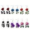 Fashion Acrylic 2D Flat Rose Earrings Romantic 2D Flat Earrings Rose Earrings Jewelry Flower Gi J8N7