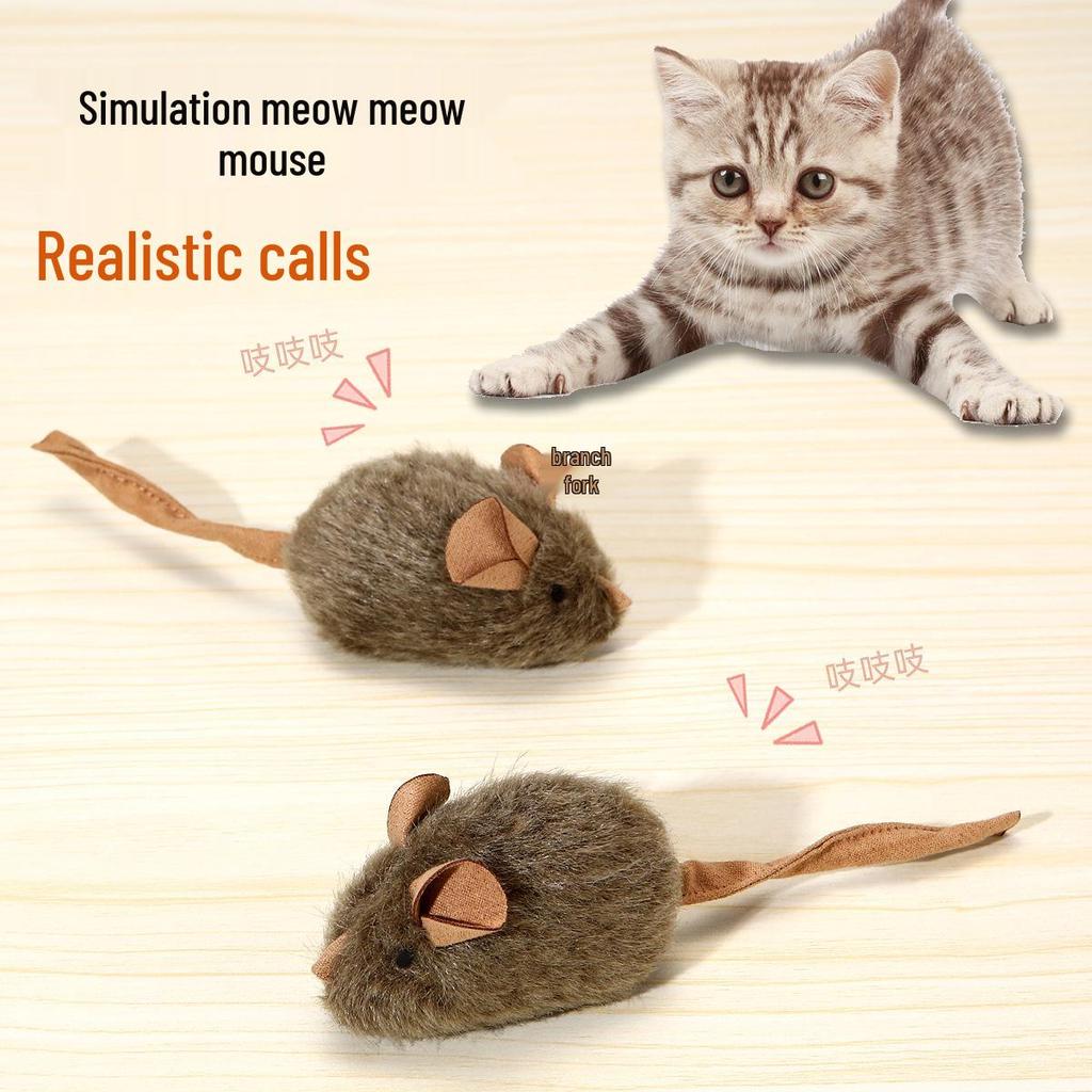 Интерактивная пищащая мышь, игрушка для кошки - Интеллектуальная плюшевая игрушка с активацией звуком для самостоятельной игры