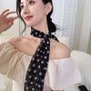 New polka dot long silk scarf women's versatile high-end thin scarf tied bag headband large beveled angle outer decoration