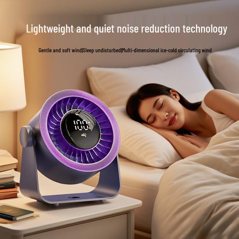 Compact USB Desktop Fan with Digital Display - Silent High-Speed for Office & Home