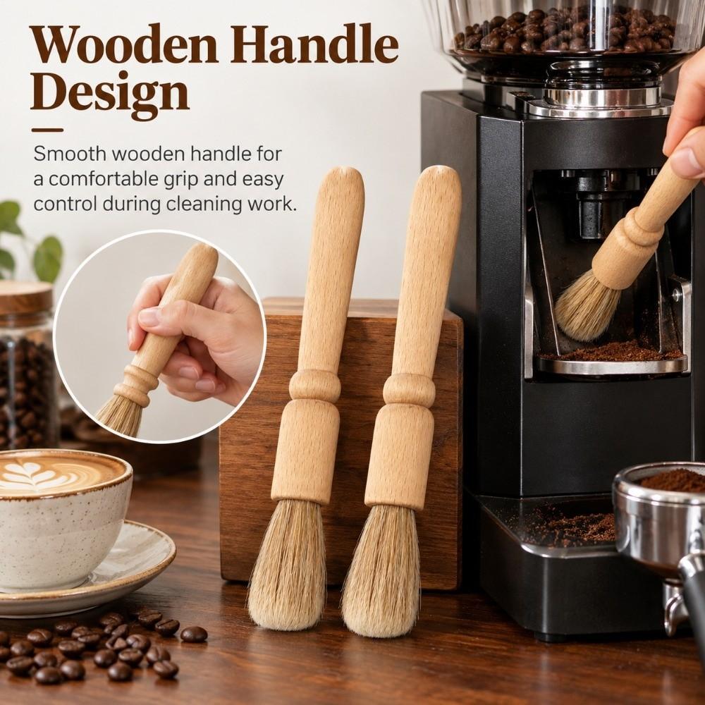 2PCS Bar Counter Use Coffee Grinder Brush Long Handle Powder Cleaning Brush Coffee Machine
