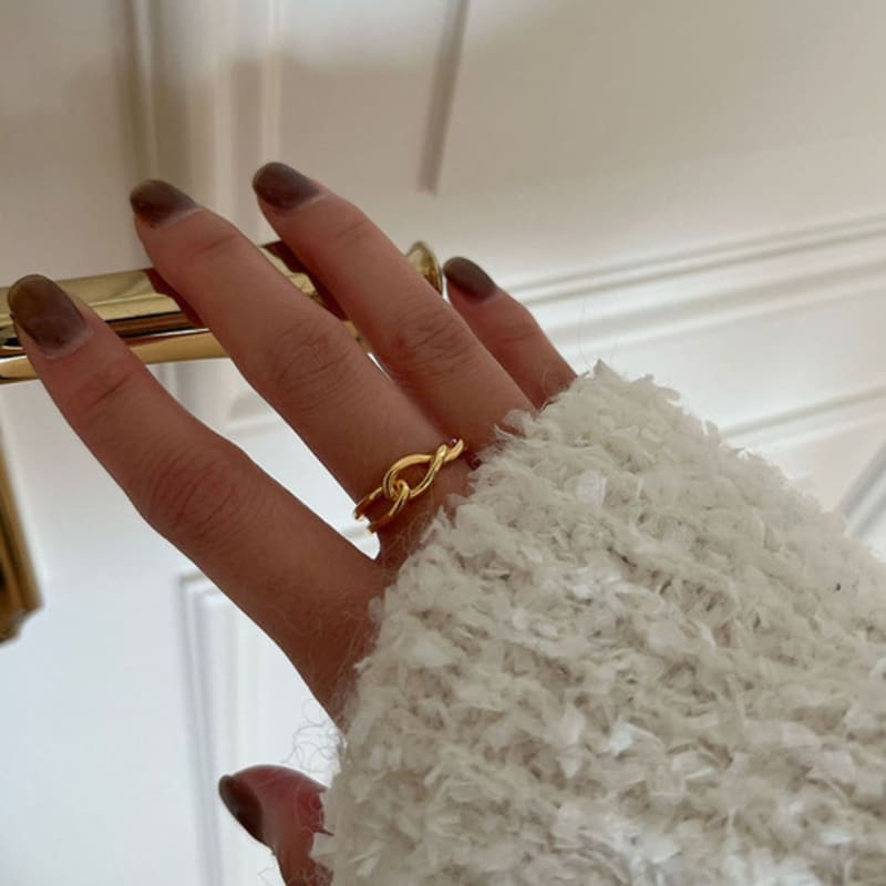 youngglow silver925 double line loop ring (2color)