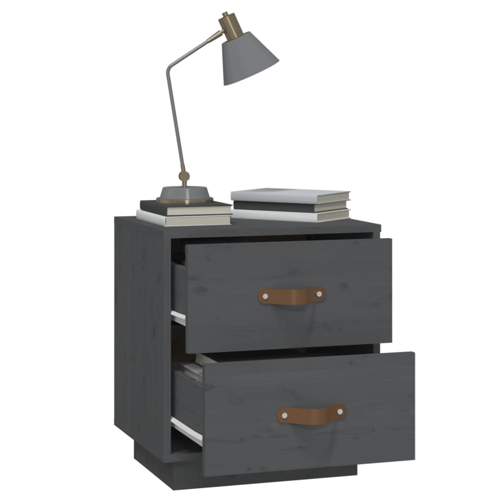Vidaxl Szafki Nocne, 2 Szt., Szare, 40X34X45 Cm, Lite Drewno Sosnowe