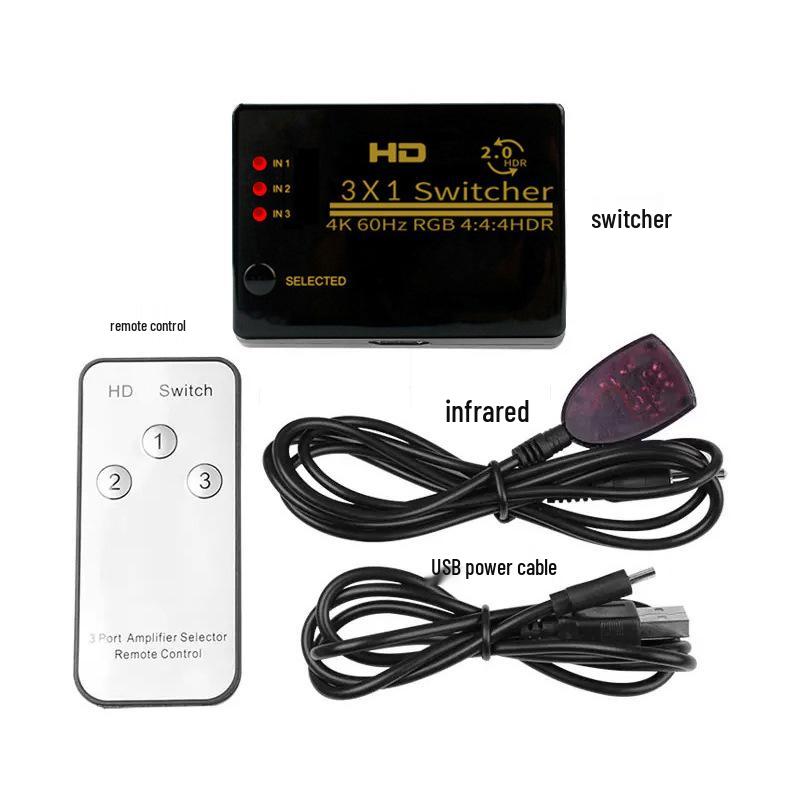 HDMI-переключатель 3 в 1 4K 60 Гц с инфракрасным пультом ДУ