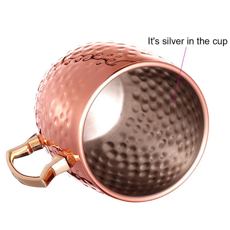 500 мл Московская кружка-бочка Mule с медным покрытием Кружка для чая и пива с ручкой из нержавеющей стали Стеклянные кружки для воды Кофейные чашки Посуда для напитков