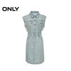 ONLY Women's Cotton Sleeveless Lapel Denim Mini Dress