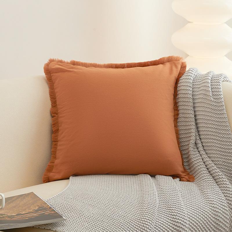Наволочка однотонная для гостиной, наволочка с кантом для офиса, простой чехол для подушки для дома, наволочка для диванной подушки из стираного хлопка