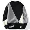 Jumper Men's Autumn And Winter Fashion Fashionable Warm Colour Blocking Knitted Jumper Casual Men's Bottoming Shirt