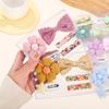 LOVEKIKI 5Pcs Girls Hairclips Fresh Cloth BB Hair Bangs Barrette Flower Lace Bows Hairgripes Dopamine Colored Hair Accessories