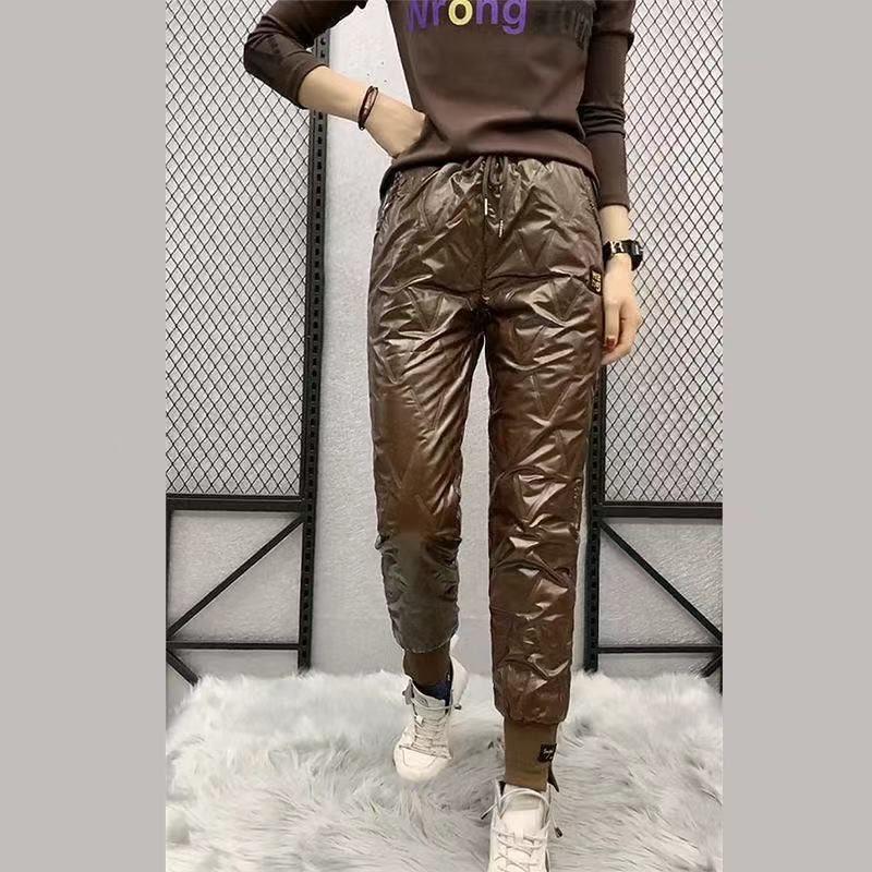 Женские зимние брюки гаремы с высокой талией - Утягивающие, Повседневные, Теплые, Свободного кроя