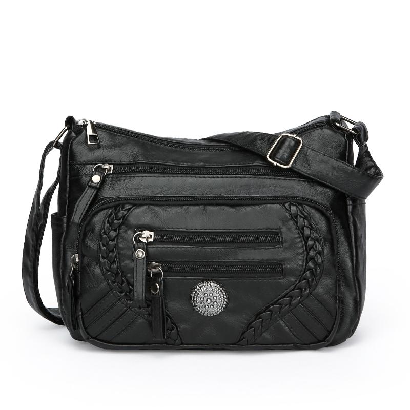 Сумка через плечо большой емкости из мягкой кожи, многослойная сумка через плечо для женщин среднего и пожилого возраста