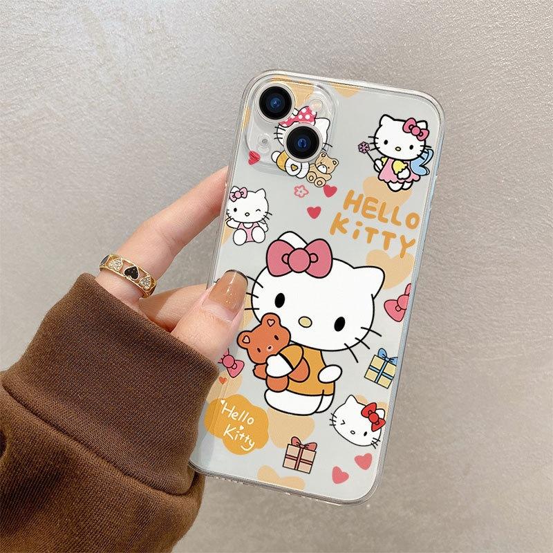HelloKitty прозрачный и простой Apple 16ProMax уникальный красивый iPhone15 Pro девчачье ощущение супер горячий