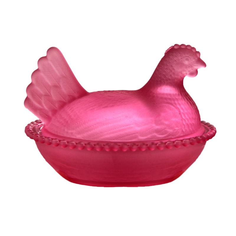 Стеклянное блюдо "Курица на гнезде", Хрустальная конфетница с крышкой в форме курицы, Фруктовница-курица, Тарелка для десертов и закусок, Ретро-миска, Банка