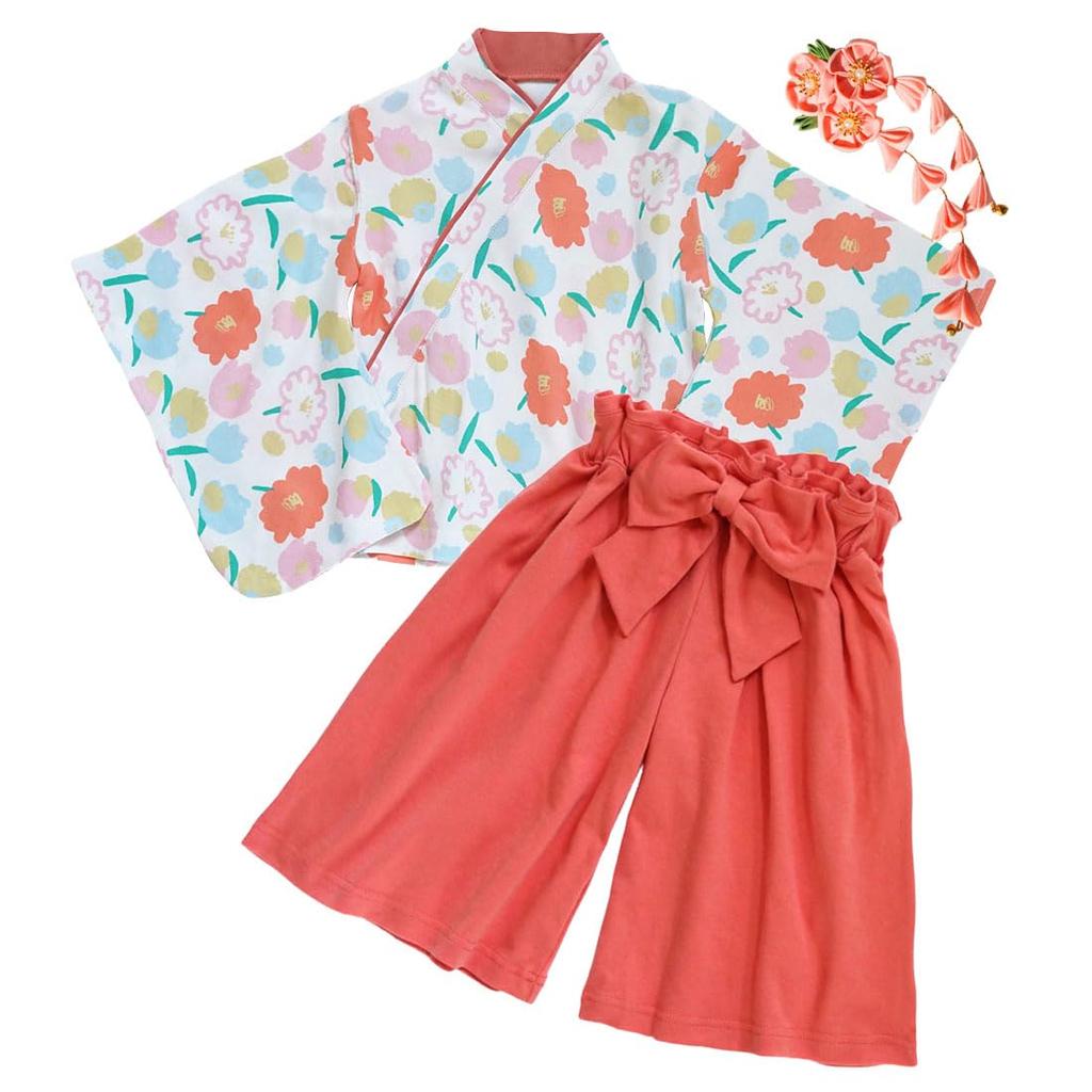 Summer Japanese Hair 3 Piece Japanese Yukata Hakama Top and Bottom New Fireworks Festival HF420 Dango [SLINX] Yukata, Children, Girls, Babies, Kids,