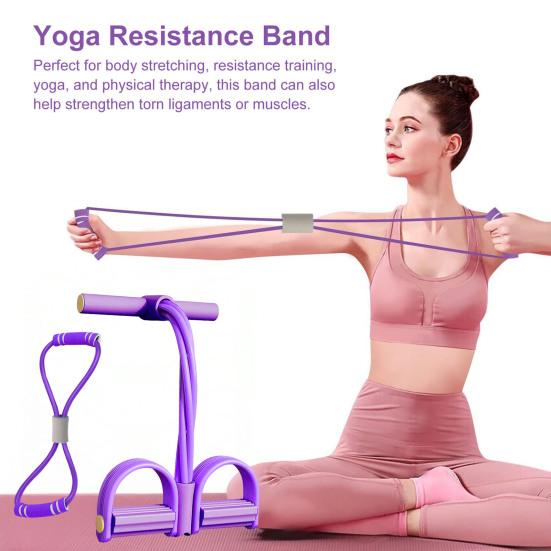 Figure 8 Resistance Band 6-Tube Pedal Puller with Handle Multifunction Elastic Sit-up Rope Men Women Pedal Tensioner Exerciser Workout
