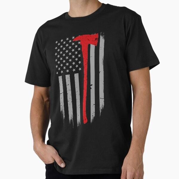 Thin Red Line Axe Firefighter Flag Premium T-Shirt M-2XL Gift,