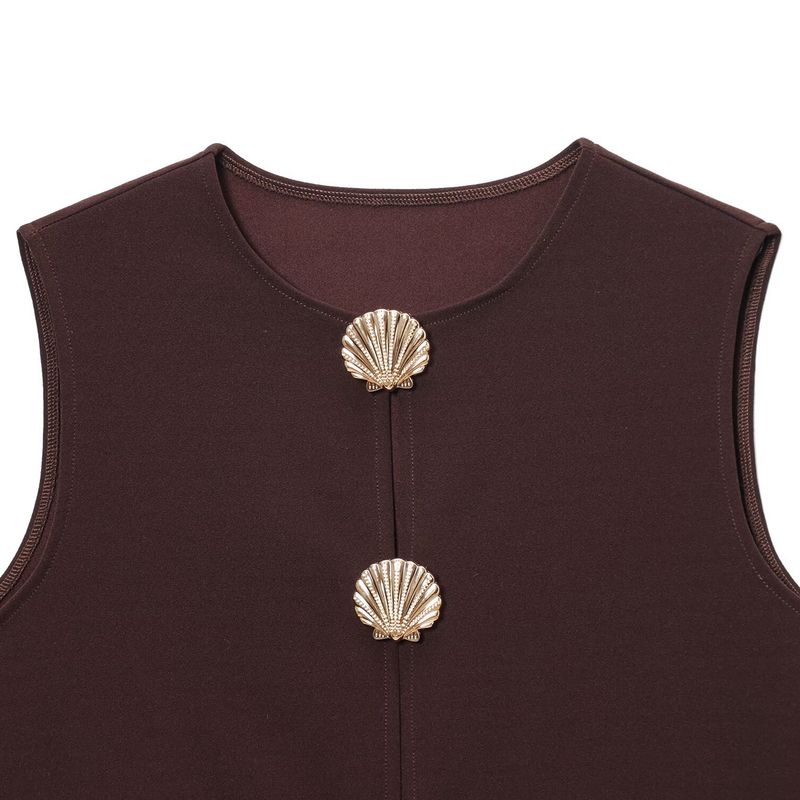 Kaslead New Arrival Women's Clothing Fashion Style Stylish Simple and Versatile Vest Fastener Decoration Tops