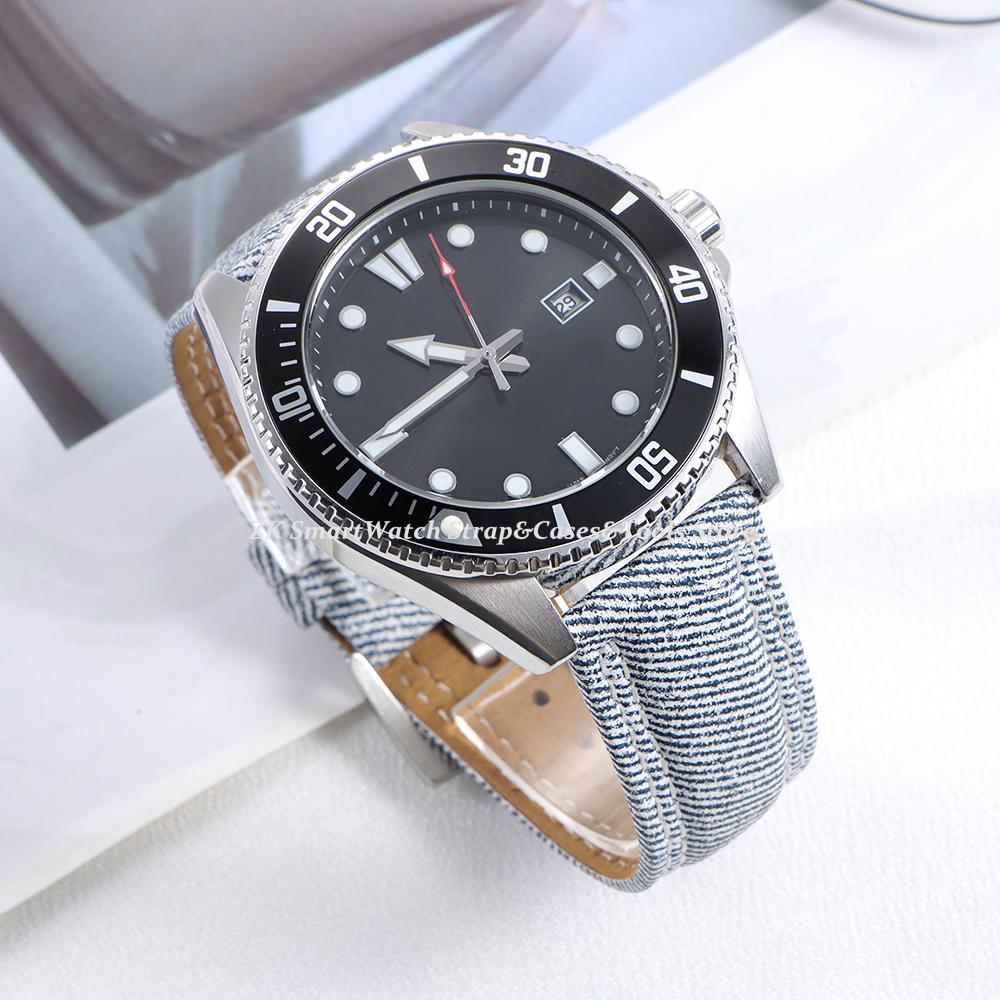 Джинсовый парусиновый+кожаный ремешок для часов 18мм 20мм 22мм для браслета Seiko Прочные мягкие холщовые модные ремешки для мужчин женщин браслет