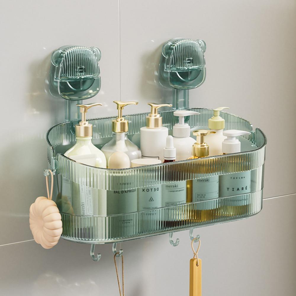 Полка на присосках, Ванная комната, Туалет, Бесшовная, Без сверления, Легкая роскошь, Косметика, Туалетный столик, Настенный ящик для хранения.